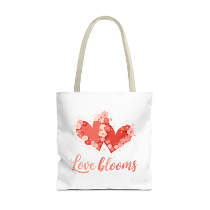 Love Blooms Heart Tote Bag — Floral Valentine Canvas Tote