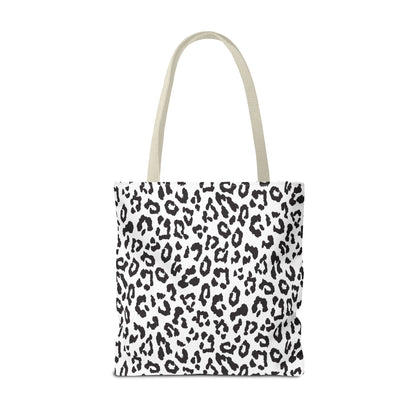 Leopard Print Tote Bag — Black & White All-Over-Print Shopper