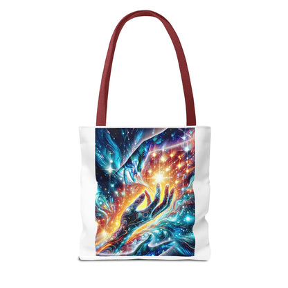 Cosmic Hands Tote Bag — Vibrant Galaxy Art Tote for Everyday, Beach & Gifts