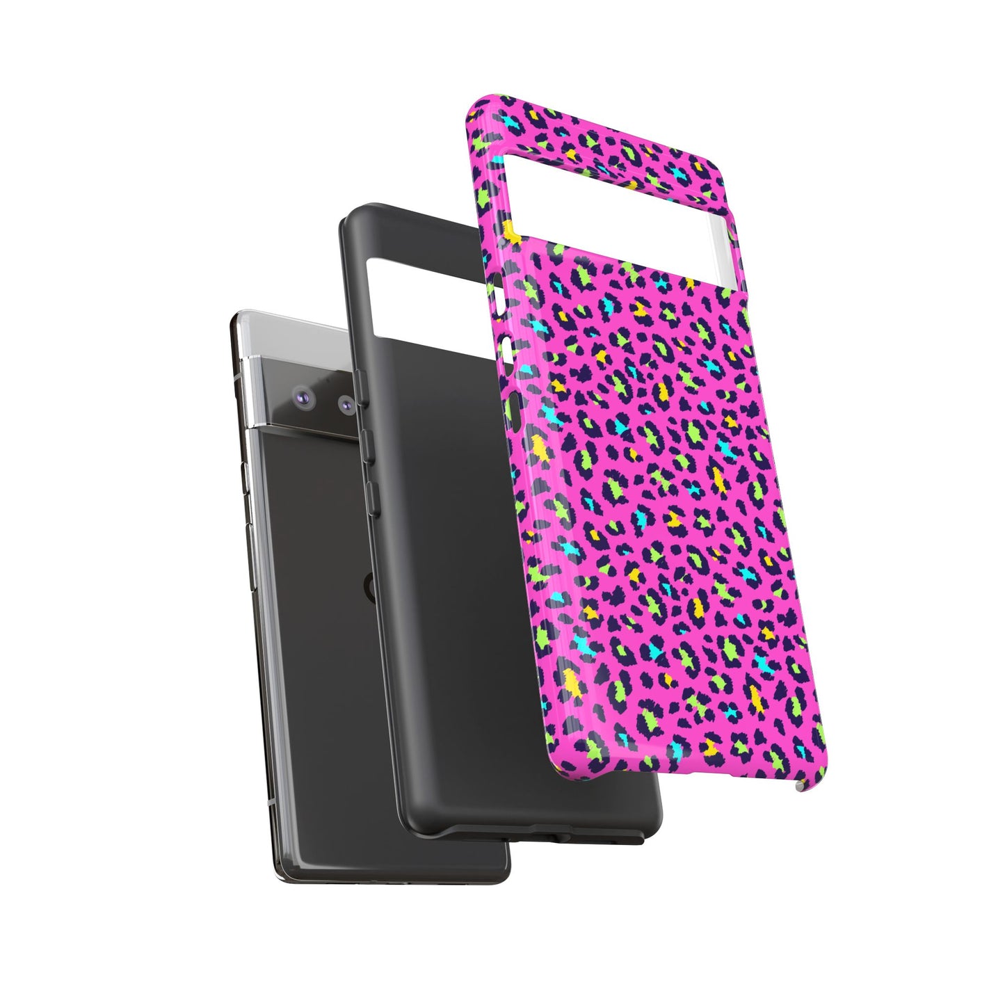 Funda resistente para teléfono Google Pink Neon Leopard: protector con estampado animal brillante
