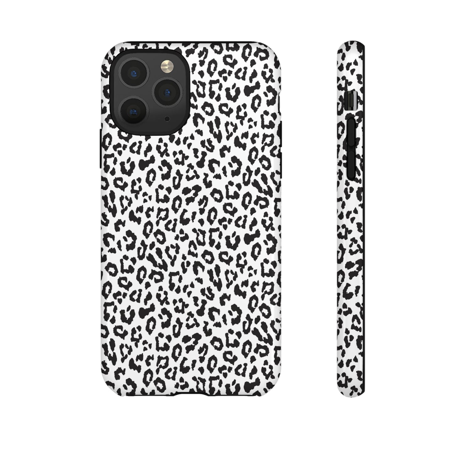 iPhone Leopard Print Tough Phone Case - Black & White Protective Cover