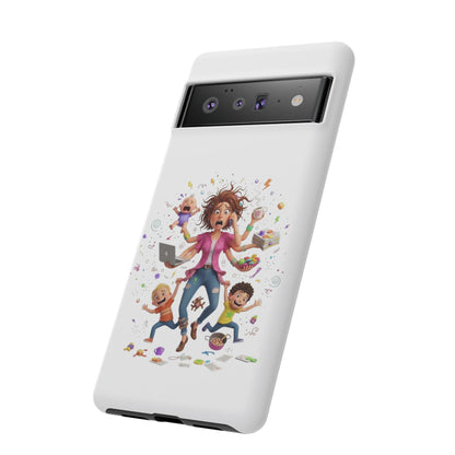 Funda para Google Phone - Diseño de caricatura de mamá frenética (Vida de mamá caótica y divertida)