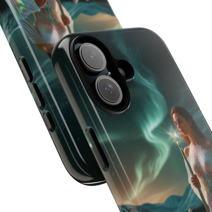 iPhone Mystic Guardian Phone Case — Aurora Wolf Woman Protective Cover