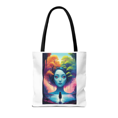 Dreamscape Portrait Tote Bag — Surreal Forest Girl Art
