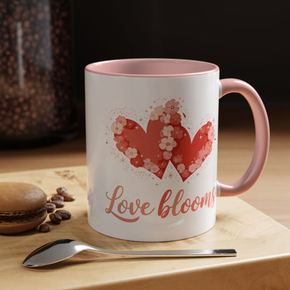 Love Blooms Accent Coffee Mug — Floral Heart 11/15oz