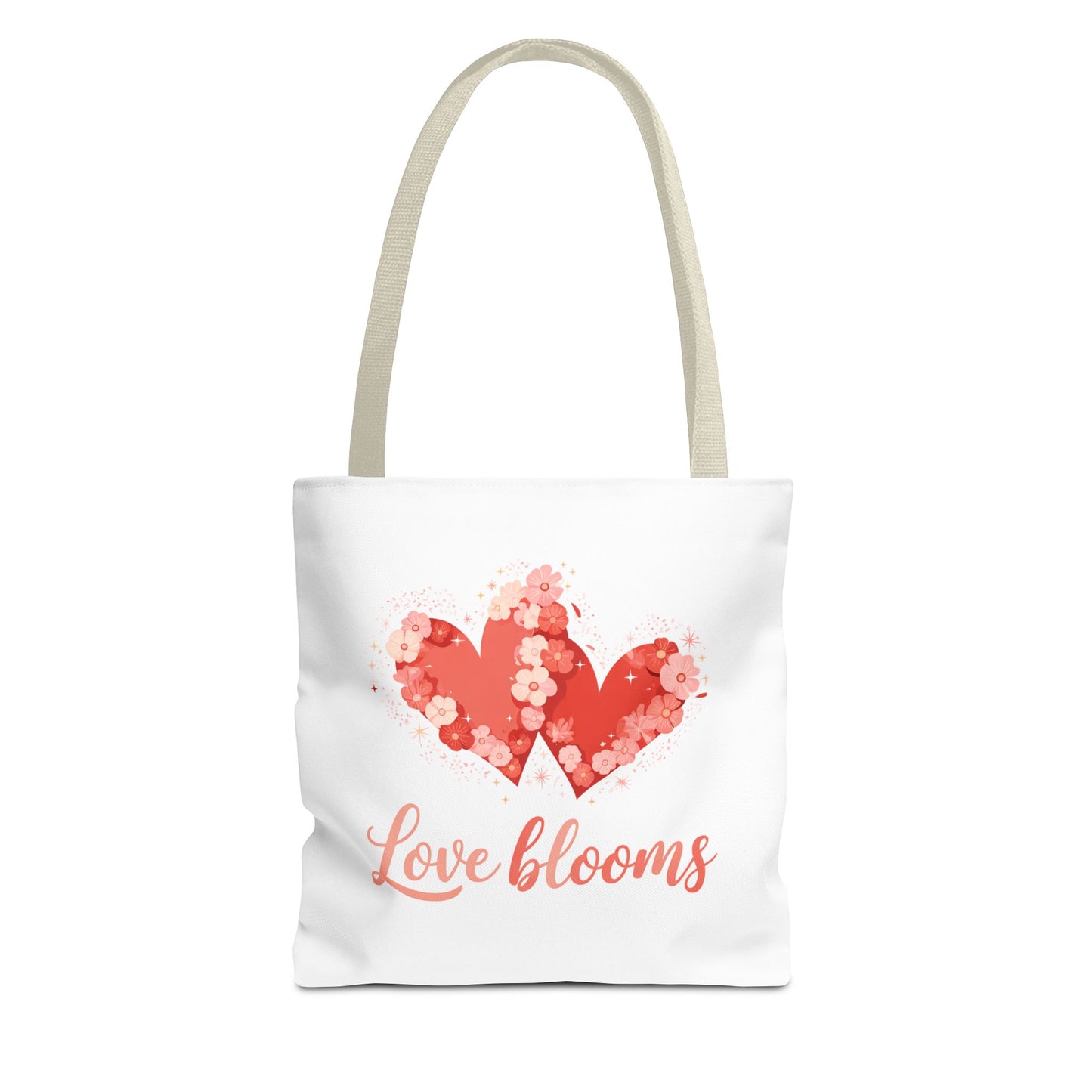 Love Blooms Heart Tote Bag — Floral Valentine Canvas Tote
