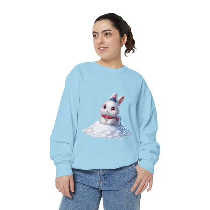 Cute Bunny Sweatshirt — White Bunny on Snow Graphic Crewneck