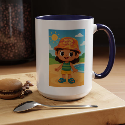 Good Vibes Beach Kid Mug — Accent Coffee Mug (11/15oz)