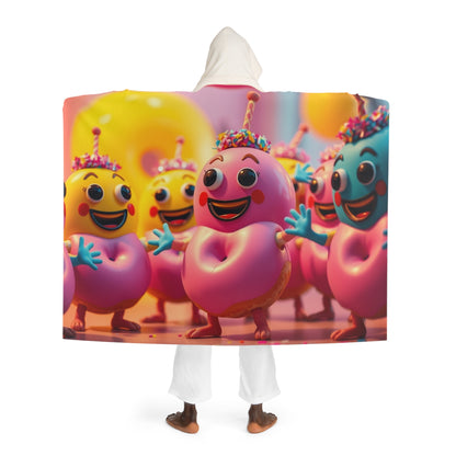 Hooded Sherpa Blanket — Colorful Emoji Characters Cozy Throw