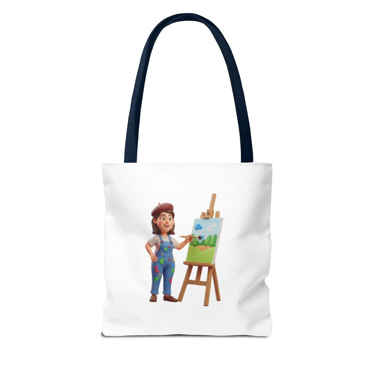 Artist Tote Bag — Painter with Easel Illustrated AOP Tote