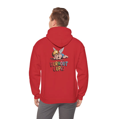 Burnout Cupid Hoodie — Cute Tired Cupid Graphic Pullover