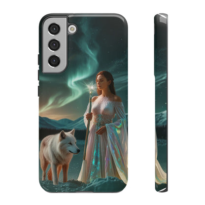 Samsung Aurora Guardian Handyhülle – Mystic Woman &amp; Wolf Magic Galaxy Schutz