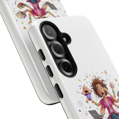 Samsung Mom Life Phone Case — Funny Juggling Mom Illustration Protective Case