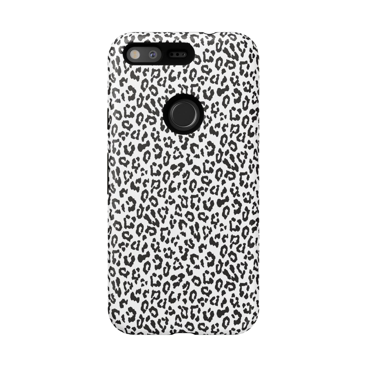 Funda para teléfono con estampado de leopardo de Google: resistente, en blanco y negro