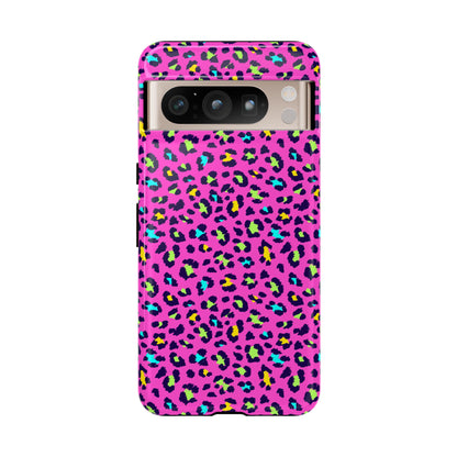 Funda resistente para teléfono Google Pink Neon Leopard: protector con estampado animal brillante