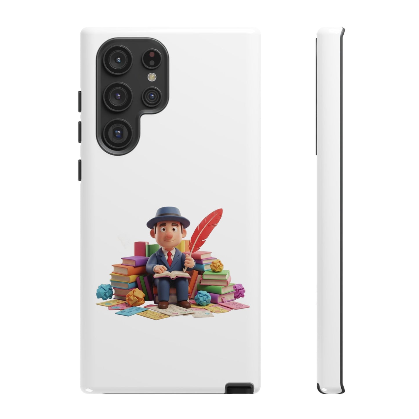 Samsung Bookworm Illustration Phone Case — Cute Scholar with Feather Pen