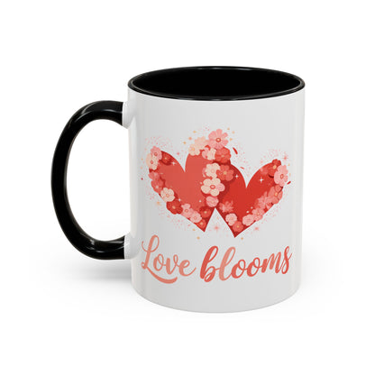 Love Blooms Accent Coffee Mug — Floral Heart 11/15oz