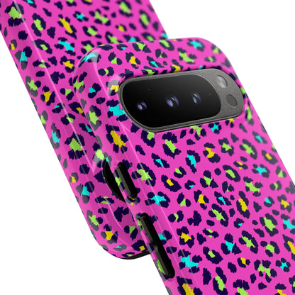 Funda resistente para teléfono Google Pink Neon Leopard: protector con estampado animal brillante
