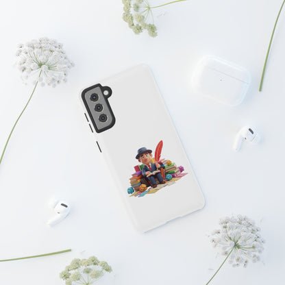 Samsung Bookworm Illustration Phone Case — Cute Scholar with Feather Pen