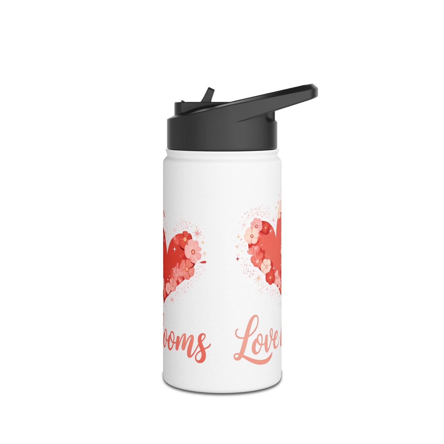 Edelstahl-Trinkflasche „Love Blooms“ – Isolierflasche mit Blumenherz