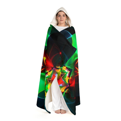 Hooded Sherpa Blanket — Neon Abstract Galaxy Print Cozy Throw
