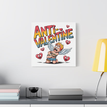 Anti-Valentine Canvas Wall Art — Funny Anti Cupid Stretched Matte Print