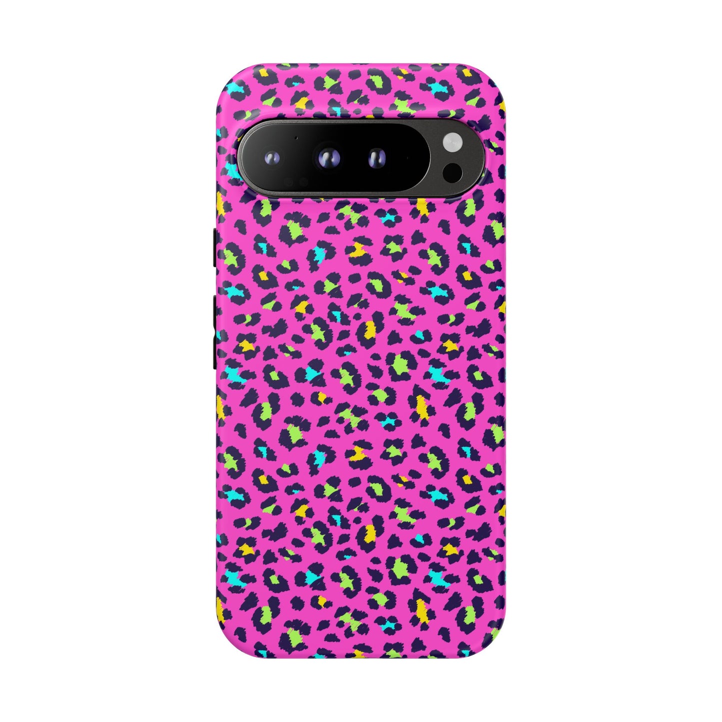 Funda resistente para teléfono Google Pink Neon Leopard: protector con estampado animal brillante