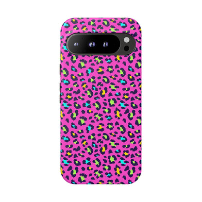 Funda resistente para teléfono Google Pink Neon Leopard: protector con estampado animal brillante