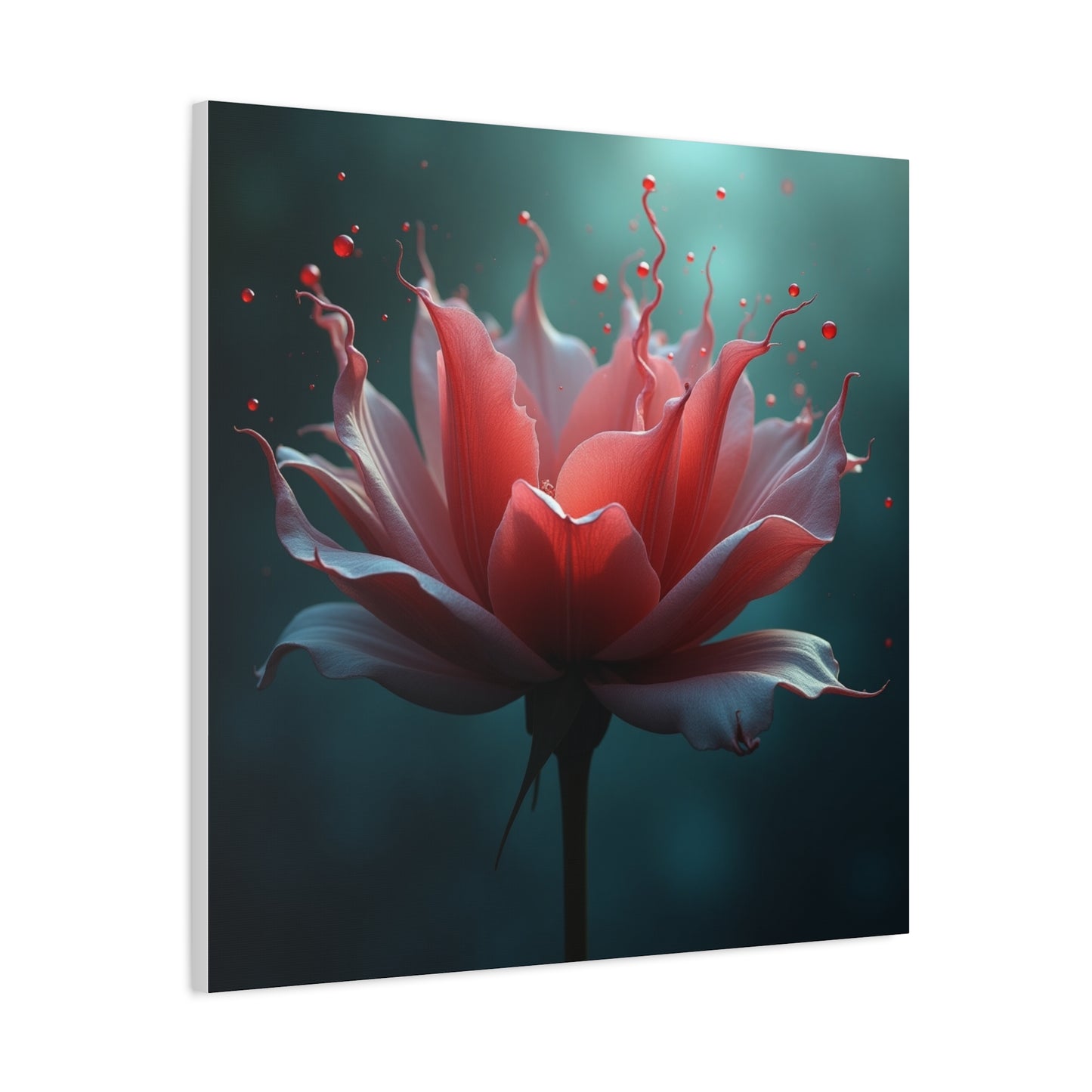 Red Lotus Matte Canvas Wall Art — Stretched 1.25" Floral Print