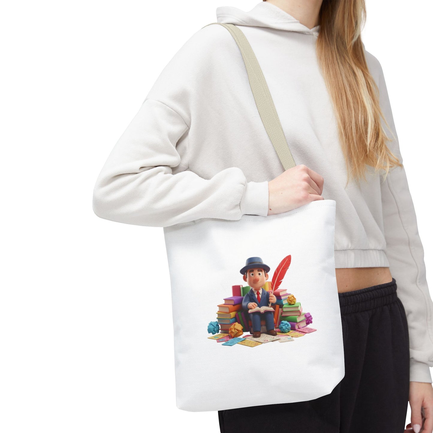 Tote — Cute Bookworm Writer Illustration Tote Bag