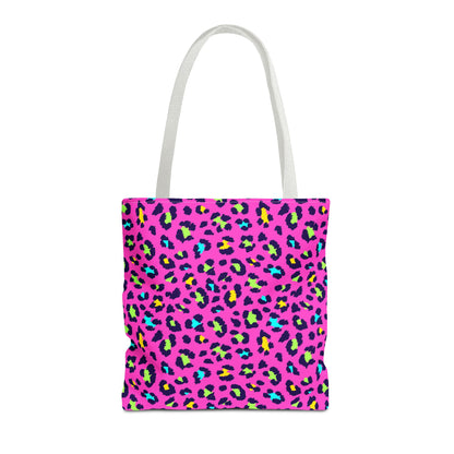 Pink Neon Leopard Print Tote Bag — Bold Animal Print Shopper