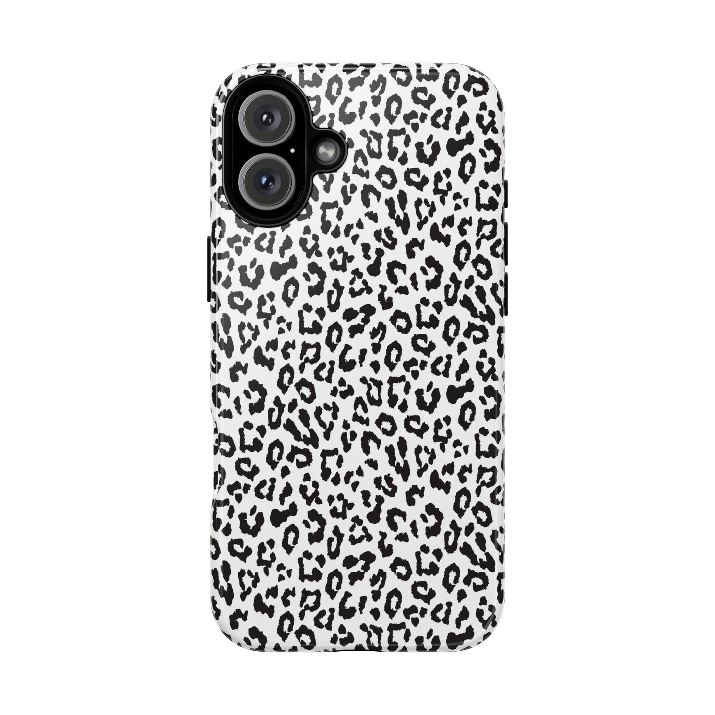 iPhone Leopard Print Tough Phone Case - Black & White Protective Cover