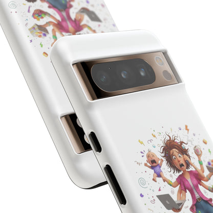 Funda para Google Phone - Diseño de caricatura de mamá frenética (Vida de mamá caótica y divertida)