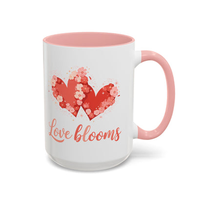 Love Blooms Accent Coffee Mug — Floral Heart 11/15oz