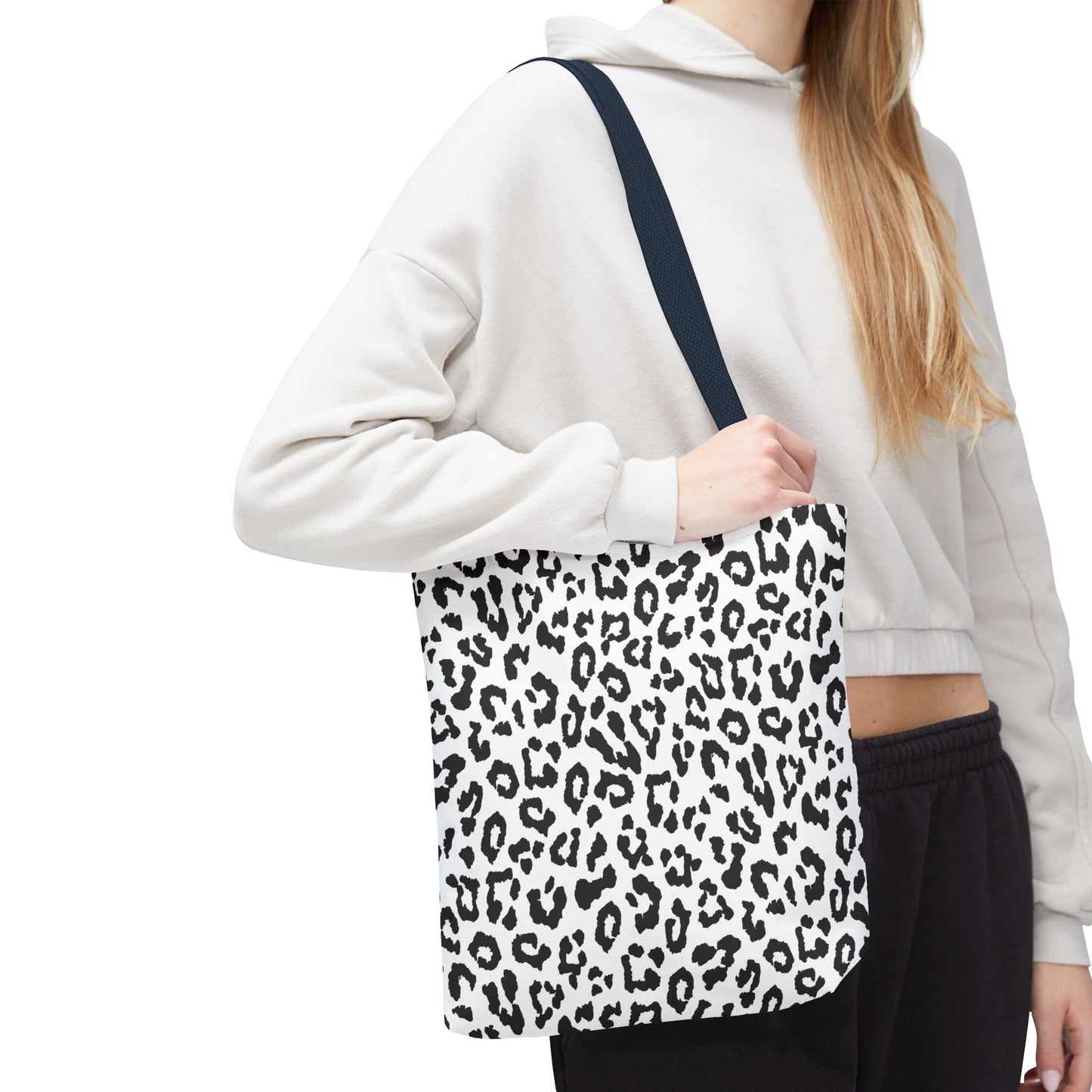 Leopard Print Tote Bag — Black & White All-Over-Print Shopper