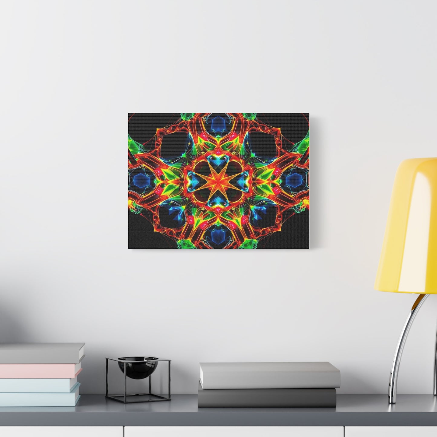 Kaleidoscope Neon Mandala Matte Canvas