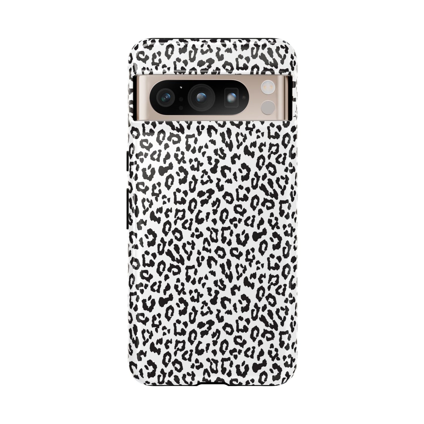 Funda para teléfono con estampado de leopardo de Google: resistente, en blanco y negro