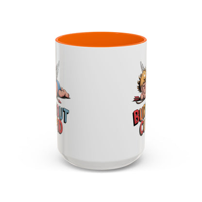 Burnout Cupid Coffee Mug — Cute Tired Cupid Accent Mug (11/15 oz)