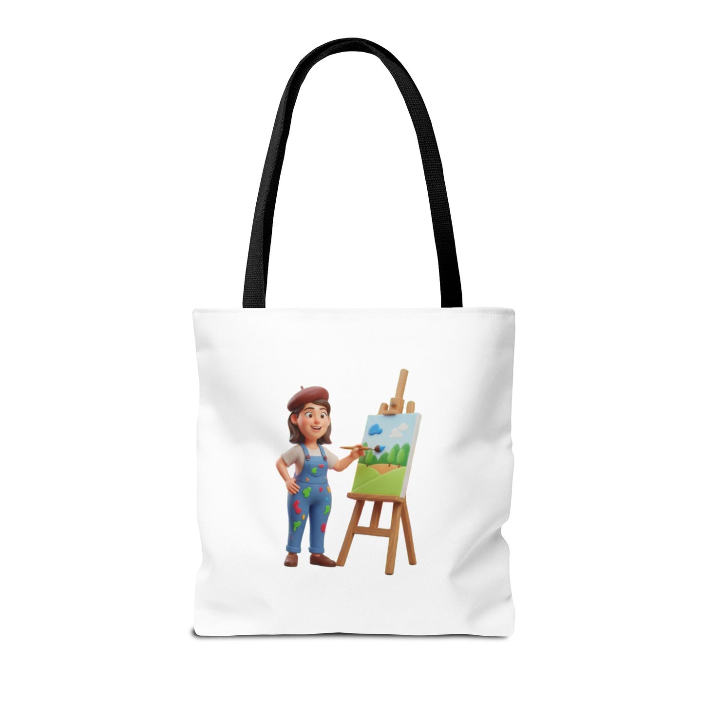 Artist Tote Bag — Painter with Easel Illustrated AOP Tote