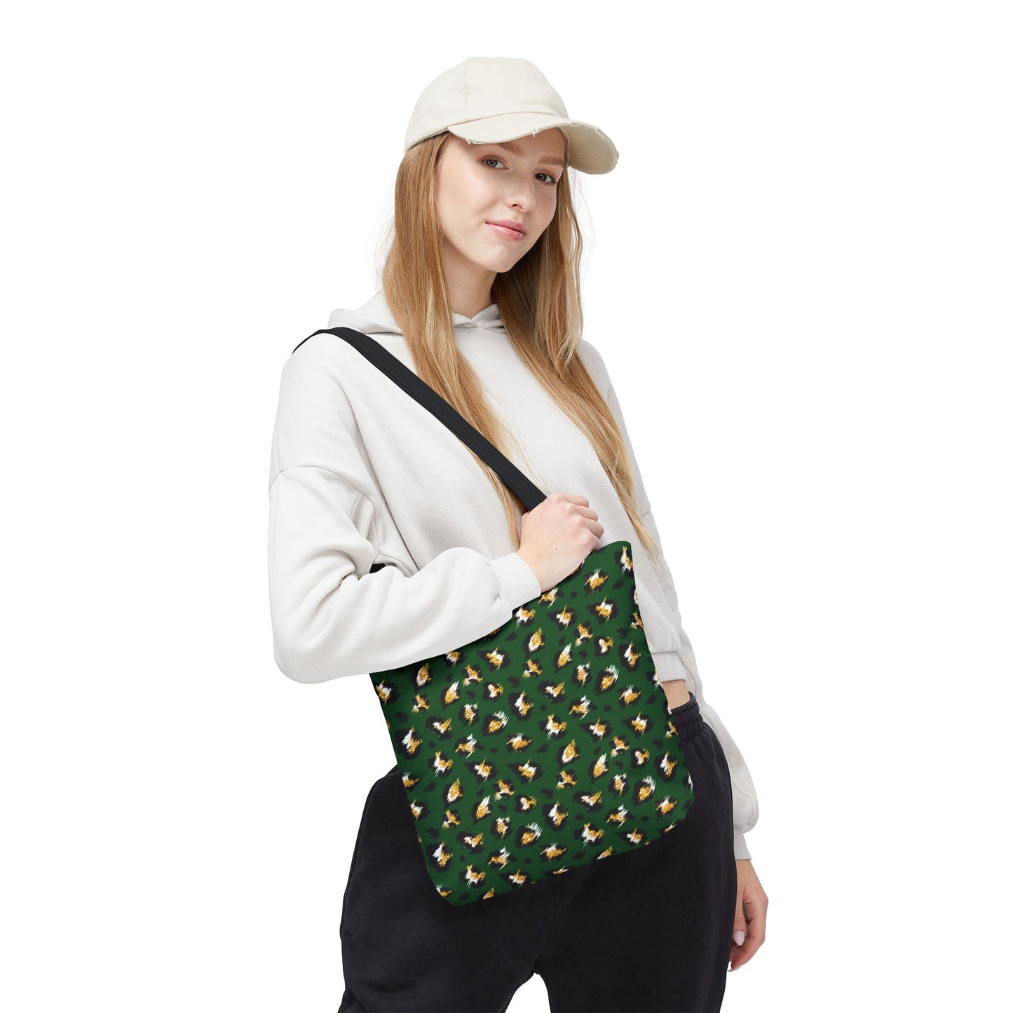Green Leopard Print Tote Bag – Patterned All-Over-Print Shopper