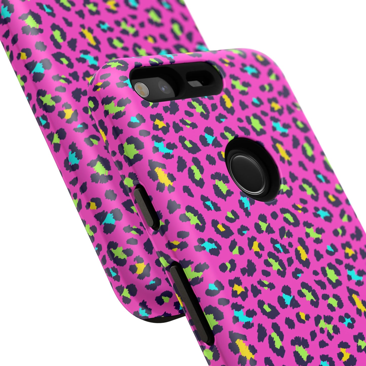 Funda resistente para teléfono Google Pink Neon Leopard: protector con estampado animal brillante