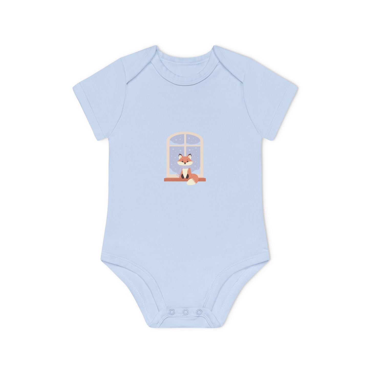 Baby Bodysuit — Cozy Fox by the Window Organic Short Sleeve Baby Onesie
