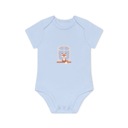 Baby Bodysuit — Cozy Fox by the Window Organic Short Sleeve Baby Onesie