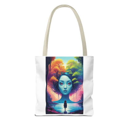 Dreamscape Portrait Tote Bag — Surreal Forest Girl Art