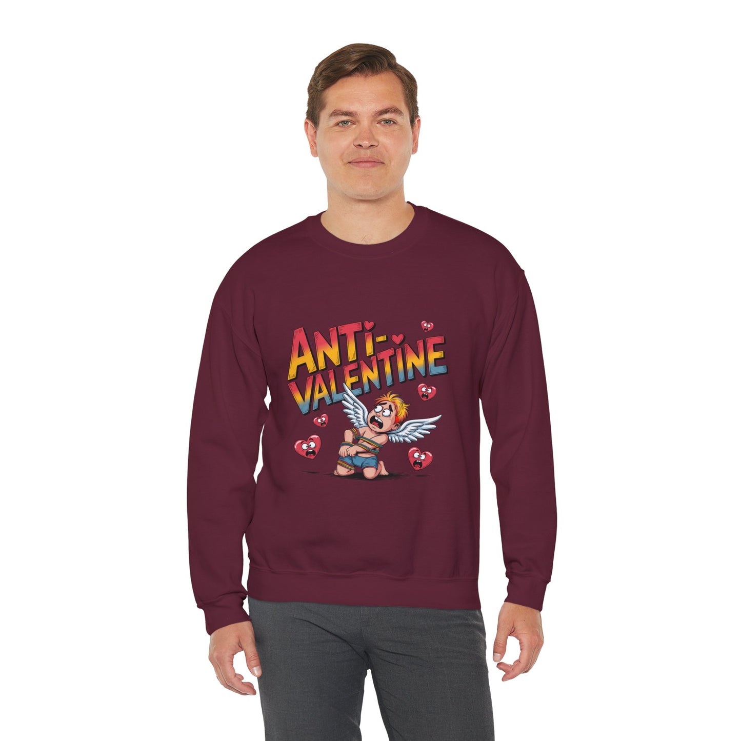 Anti-Valentine Sweatshirt — Funny Cupid Reject Graphic Crewneck
