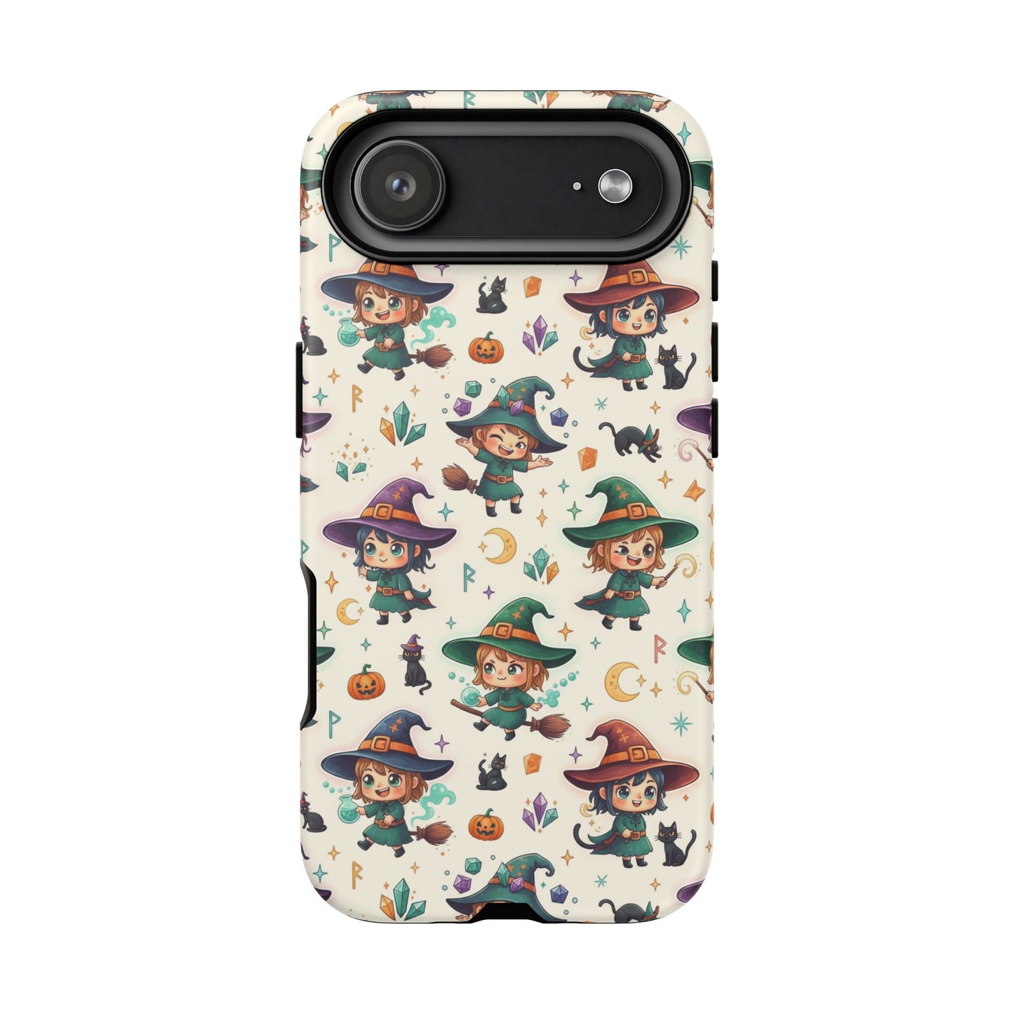 Niedliche iPhone-Handyhülle mit Hexenmuster – Halloween-Kawaii-iPhone-Hülle