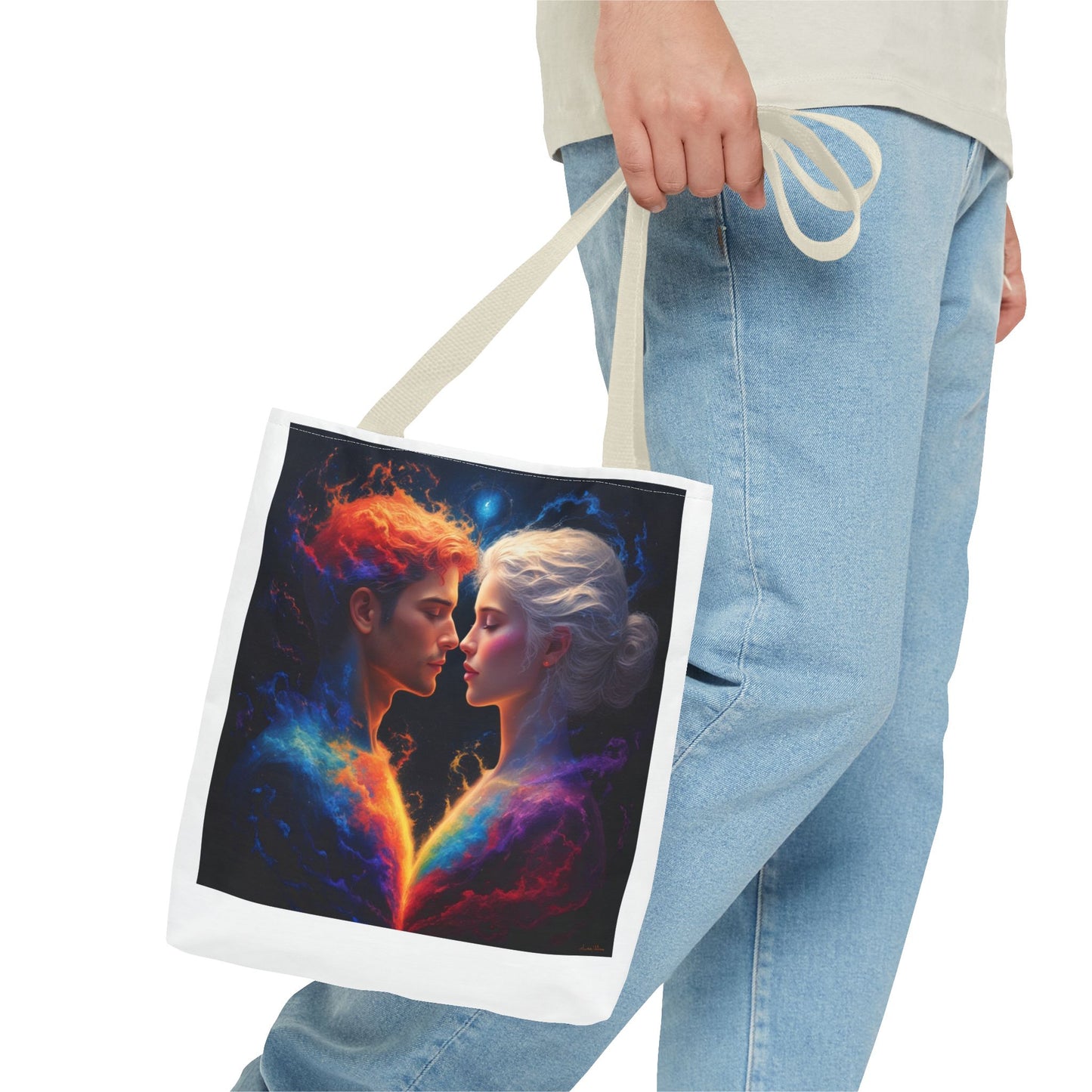 Cosmic Lovers Tote Bag — Fire & Ice Romantic Art AOP