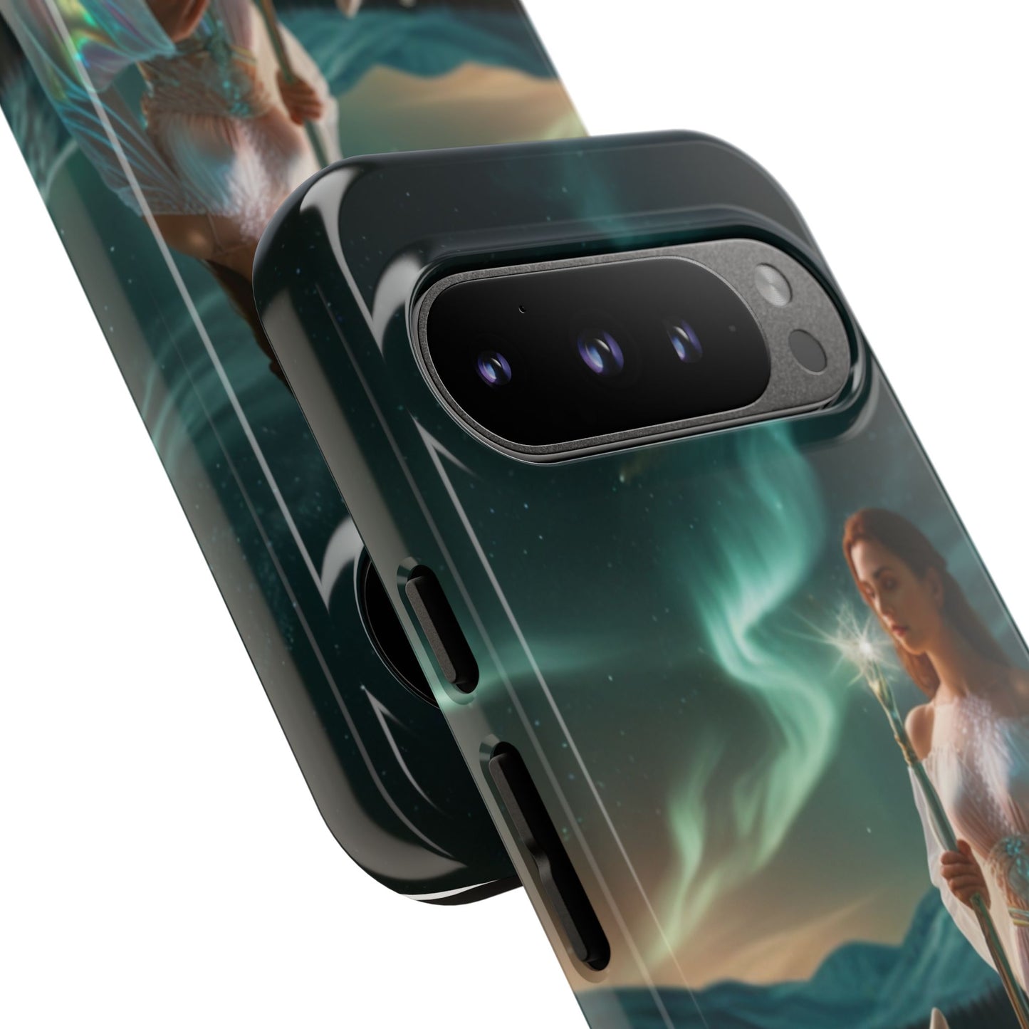 Funda para teléfono Google Aurora Guardian: armadura de fantasía de mujer y lobo