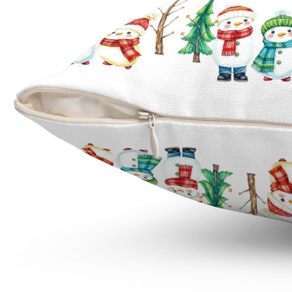Christmas Snowman Pattern Pillow — Festive Holiday Decorative Throw