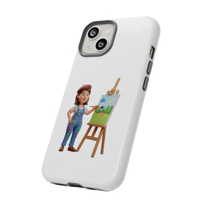 iPhone Artist Painter Phone Case — Cute Female Artist with Easel Protective iPhone Cover